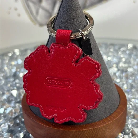 Coach RARE vintage poppy flower APPLIQUÉ key chain EUC - Picture 10 of 11